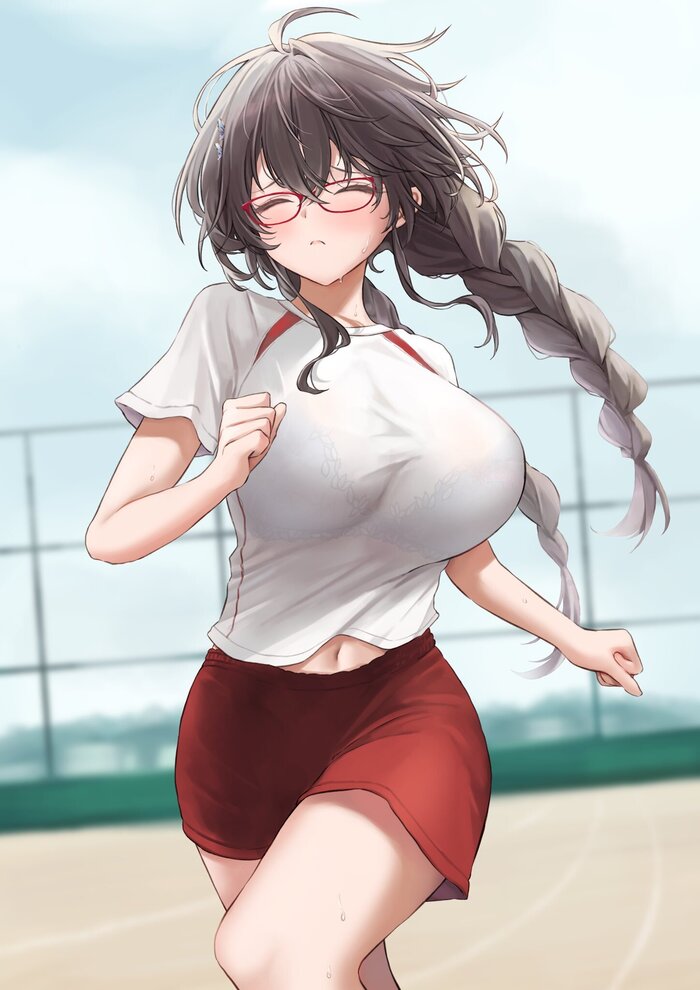 Run Run! - NSFW, Art, Anime, Anime art, Hand-drawn erotica, Megane, Glasses, Original character, Huziko32