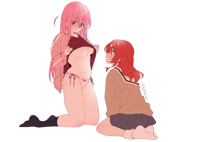 Hitori & Kita - NSFW, Shigure, Anime, Anime art, Bocchi the Rock!, Kita Ikuyo, Yuri, Underwear, Twitter (link), Gotou Hitori