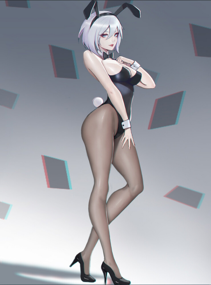 Bunny 2B - NSFW, Anime, Anime art, NIER Automata, Yorha unit No 2 type B, Bunny ears, Bunny tail, Tights, High heels, Bunnysuit