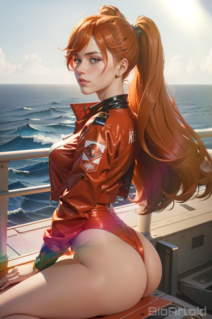 Asuka Langley - NSFW, Art, Drawing, Нейронные сети, Neural network art, Anime art, Evangelion, Asuka langley, Girls, Erotic, Hand-drawn erotica, Bodysuit, Boobs, Booty, Redheads, Anime