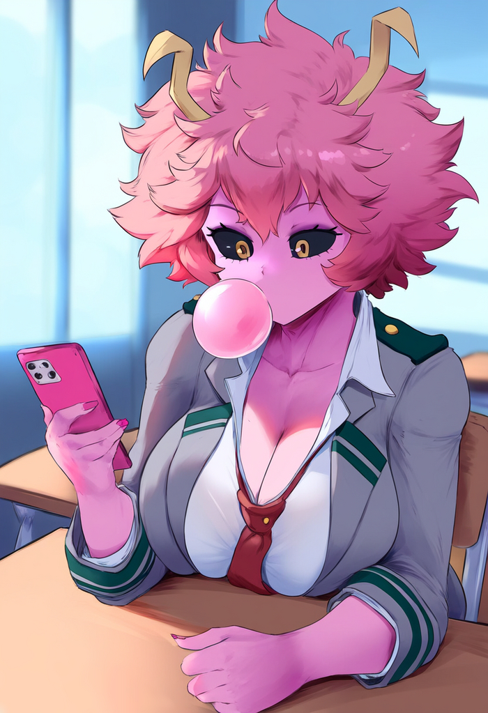 Мина - NSFW, Anime Art, Аниме, Boku no Hero Academia, Ashido mina, Длиннопост, Арты нейросетей