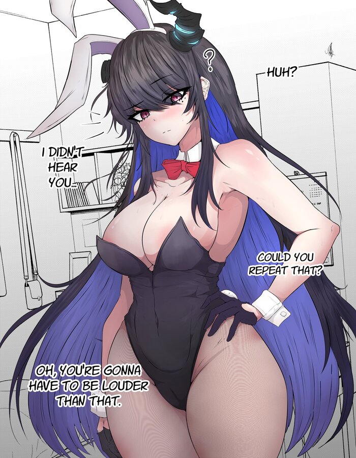 Nerissa - NSFW, Anime art, Anime, Hololive, Nerissa Ravencroft, Bunnysuit, Twitter (link), Virtual youtuber