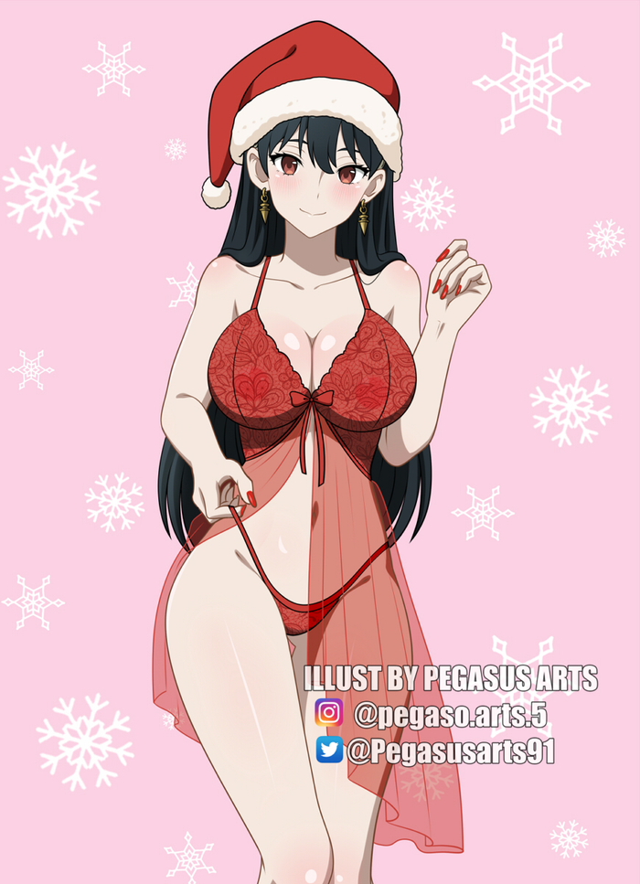 Christmas Yor! - NSFW, Erotic, Boobs, Anime art, Girls, Hand-drawn erotica, Anime, Pantsu, Art, Spy X Family, Yor Forger, Christmas