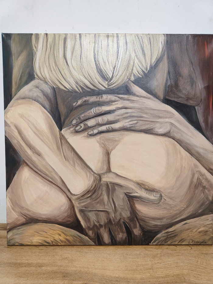 Painting - NSFW, My, Painting, Painting, Beginner artist, Erotic, Hand-drawn erotica, Art, Girls, Canvas, Sexuality, Booty