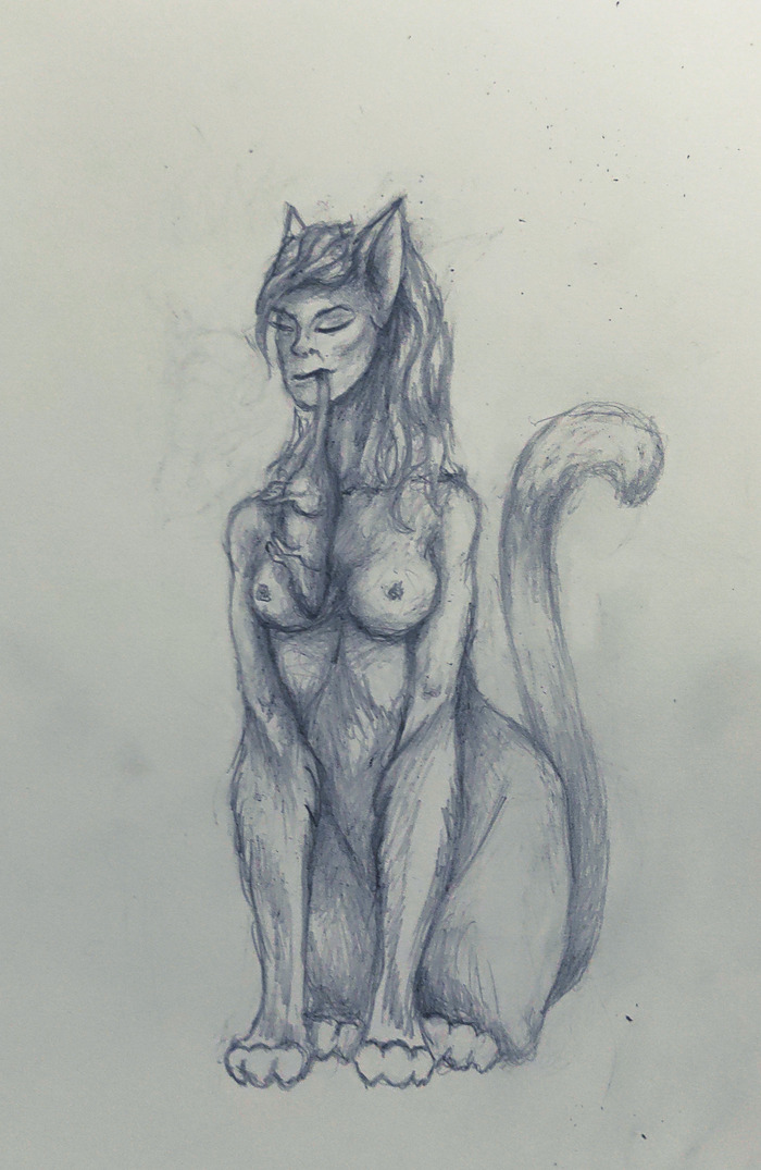 rat trap - NSFW, My, Pencil drawing, Catwoman, rat trap, Huntress, Boobs