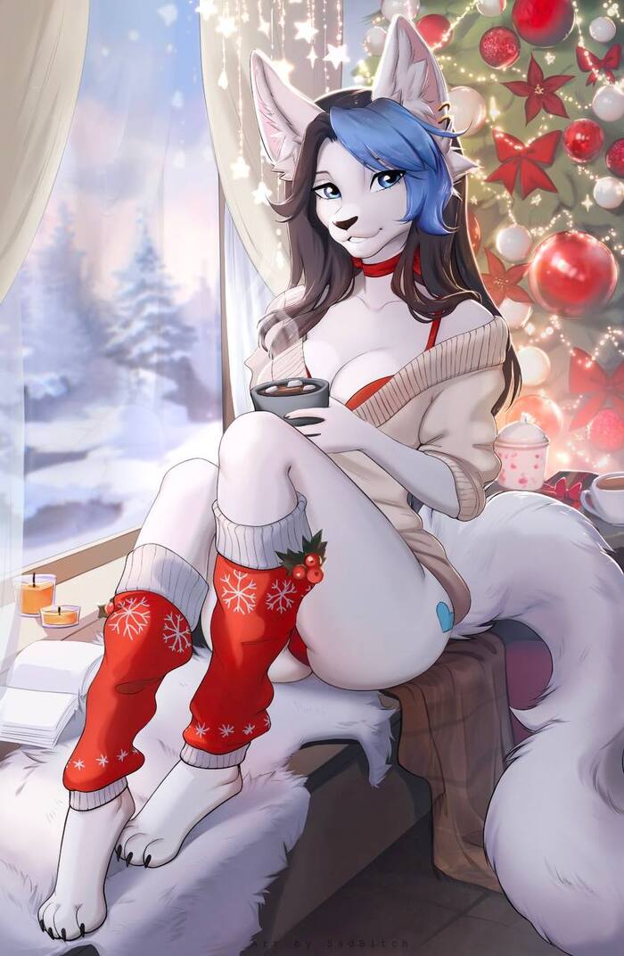 Derpy's winter morning - NSFW, Furry, Anthro, Art, Furry edge, Furry canine, Sadbitch