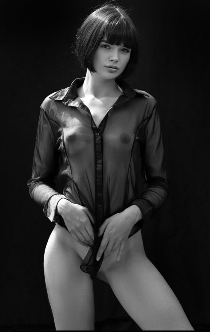 Irene... - NSFW, Girls, Erotic, Boobs, Hips, Transparency, Black and white photo