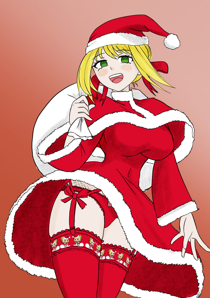 And some more Padoru at the end in honor of the old New Year - NSFW, My, Art, Anime art, Padoru, Nero claudius, Fate grand order, Fate
