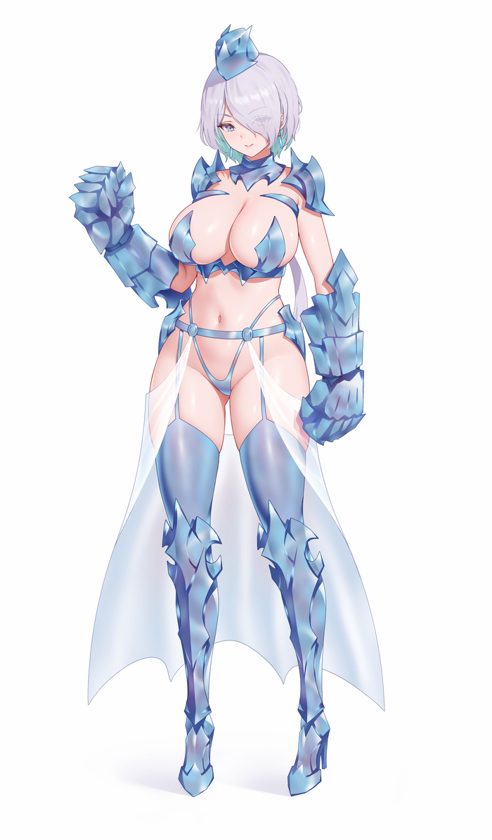 AquaBrid - NSFW, Art, Anime, Anime art, Original character, Secon, Boobs, Pantsu, Stockings, Suspenders, Erotic, Hand-drawn erotica, Longpost