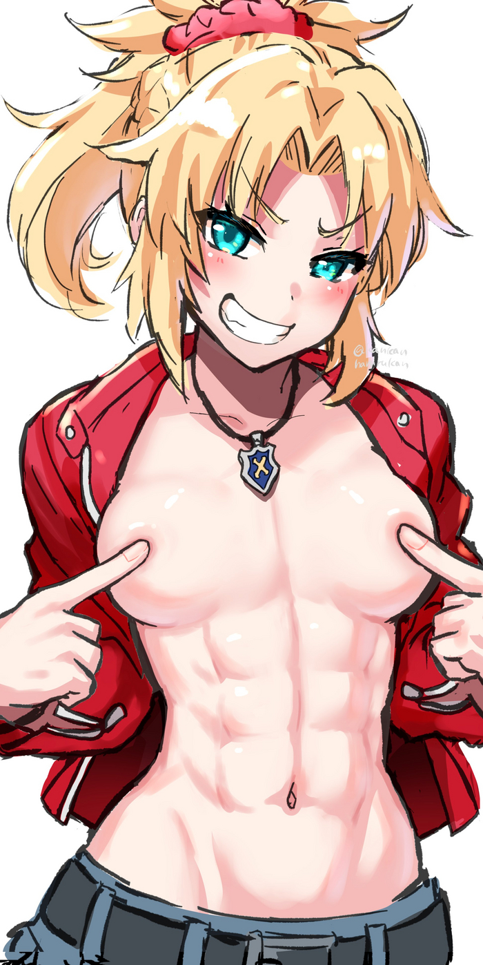 Mordred - NSFW, Аниме, Anime Art, Арт, Девушки, Mordred, Fate, Fate Apocrypha, Рисованная эротика, Сиськи, Крепкая девушка, Muscleart, Twitter (ссылка)