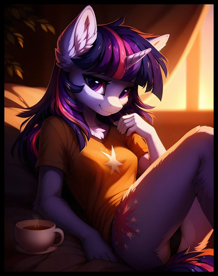 Twilight - NSFW, My little pony, Twilight sparkle, Neural network art, MLP Edge, Anthro, Milota