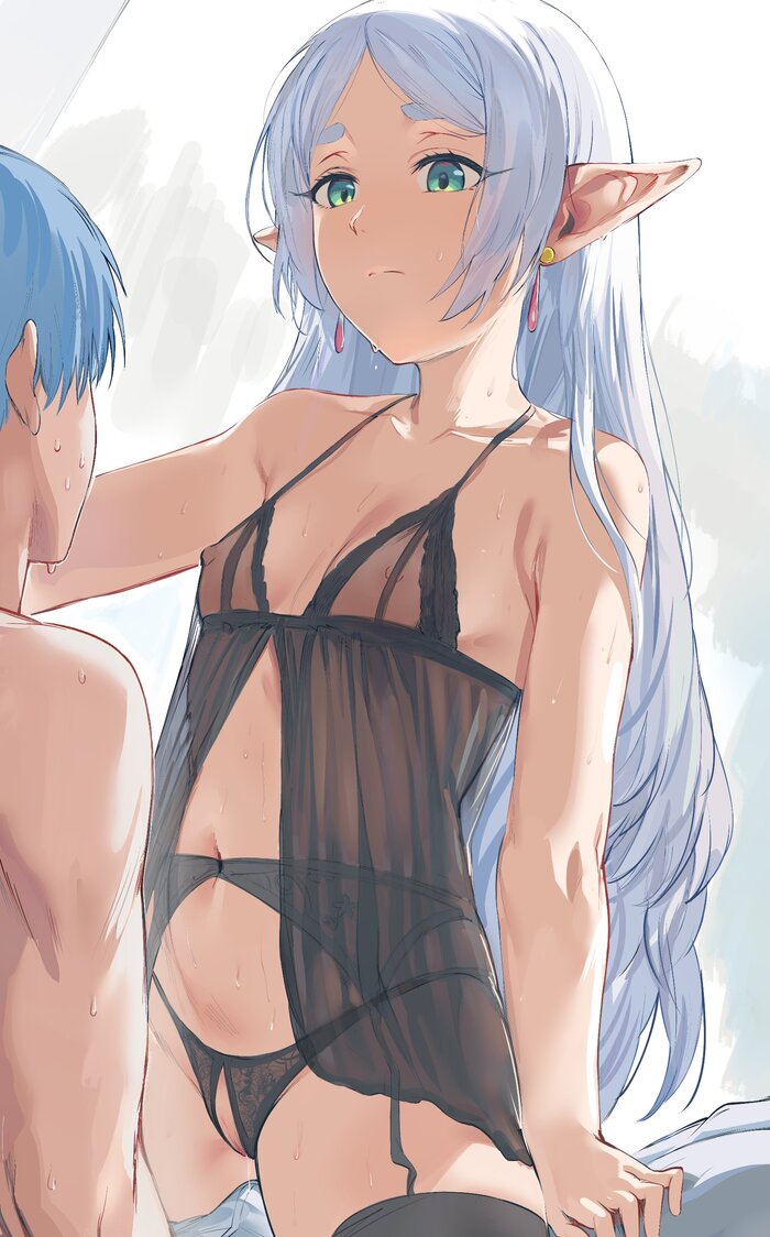 Frieren & Himmel - NSFW, Art, Anime, Anime art, Sousou no Frieren, Frieren, Himmel, Hews, Underwear, Pantsu, Boobs, Elves, Erotic, Hand-drawn erotica, Longpost