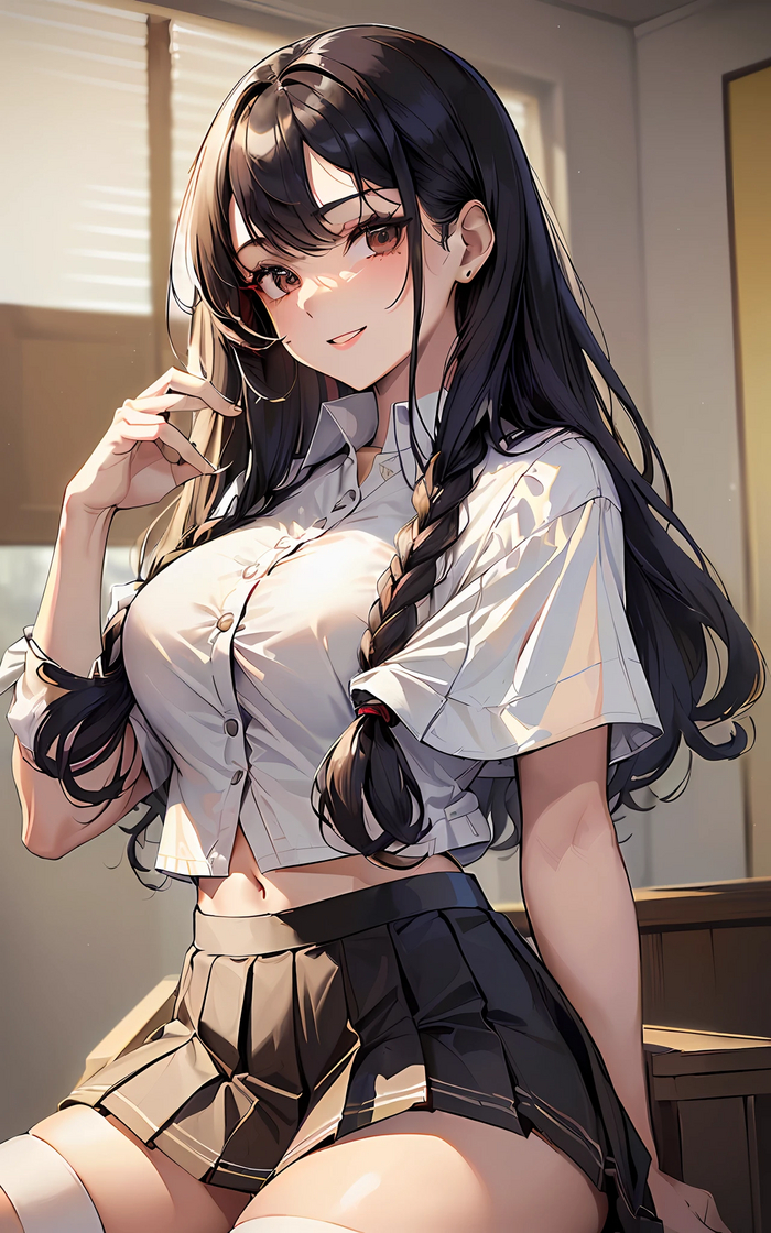 school uniform - NSFW, Girls, Longpost, Neural network art, Booty, Wallpaper, Anime, Anime art, Hand-drawn erotica