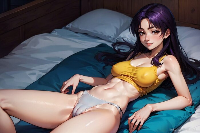 AI Misato - NSFW, My, Erotic, Longpost, Booty, Boobs, Hand-drawn erotica, Anime art, Anime, Neural network art, Evangelion, Misato katsuragi, Underwear