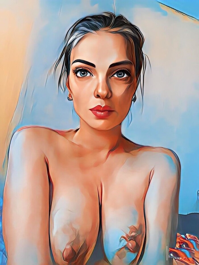 Those eyes drove me crazy) - NSFW, My, Erotic, Girls, Boobs, Eyes, Longpost, Neural network art