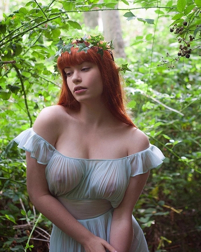 Forest ginger - NSFW, Girls, Boobs, The dress, Redheads, Summer, Forest