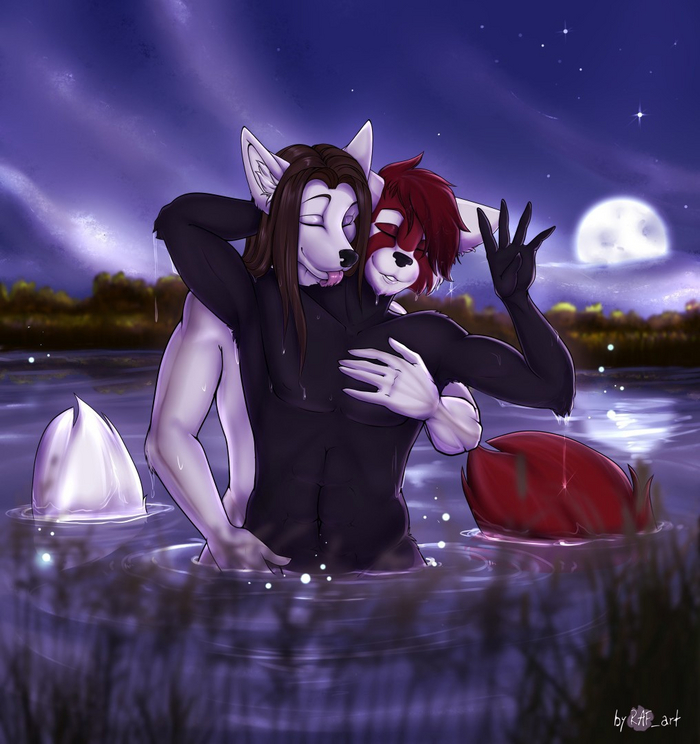 Fun Under the Moon - NSFW, Furry, Art, Furry gay