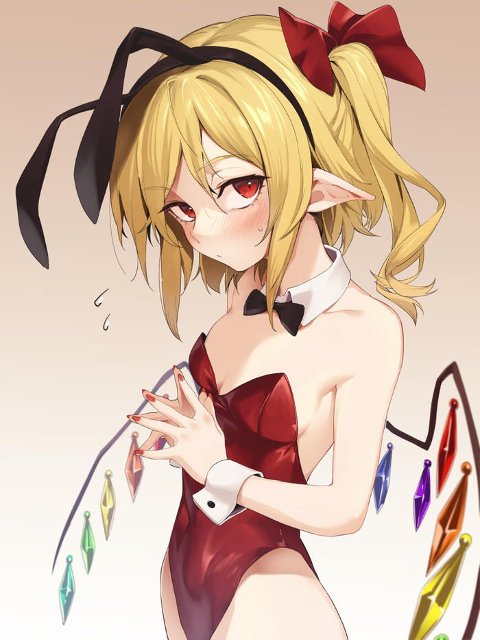 Зайка Флан - NSFW, Touhou, Flandre Scarlet, Asutora, Арт, Anime Art, Аниме, Bunnysuit