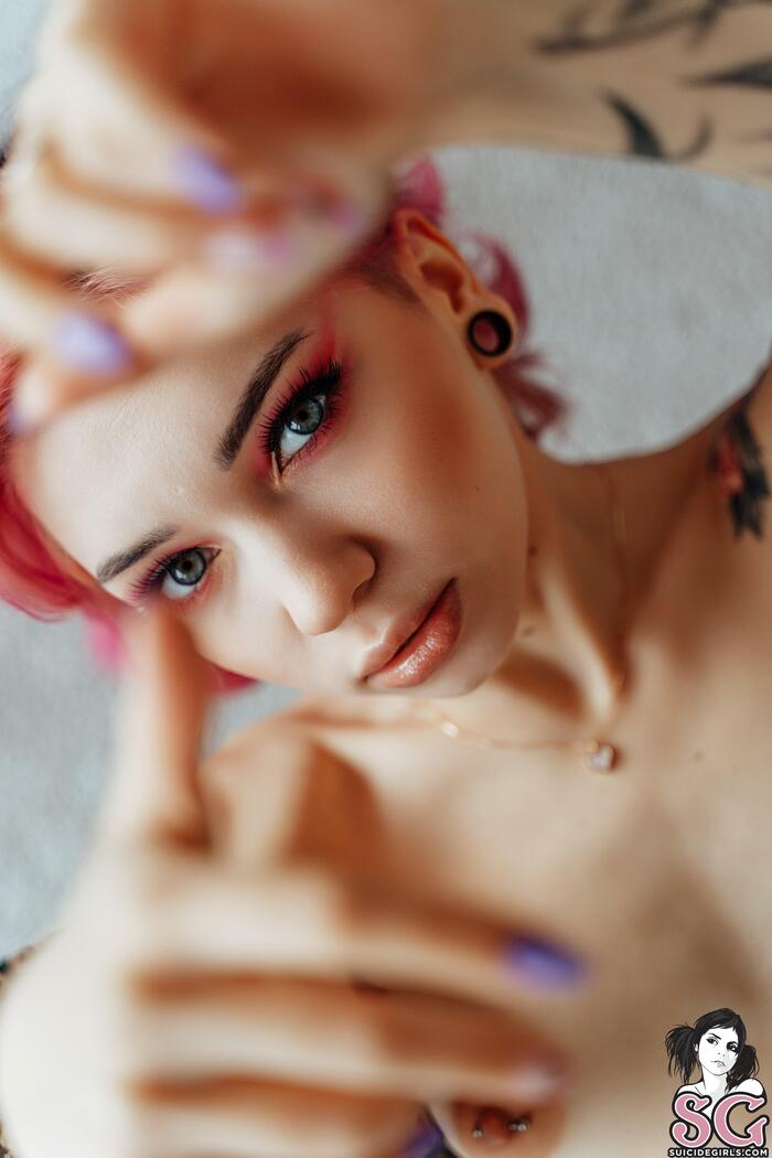 Roxylove - Pink Bluezzz - NSFW, Girls, Erotic, Boobs, Booty, Without underwear, Girl with tattoo, Suicide girls, Colorful hair, Piercing, Naked, Strip, Hips, No bra, Longpost, Telegram (link), VKontakte (link)