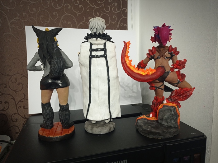 Anubis, Orsted, Salamander - NSFW, My, Polymer clay, Anime, Лепка, Figurines, Anime art, Mge, Needlework without process