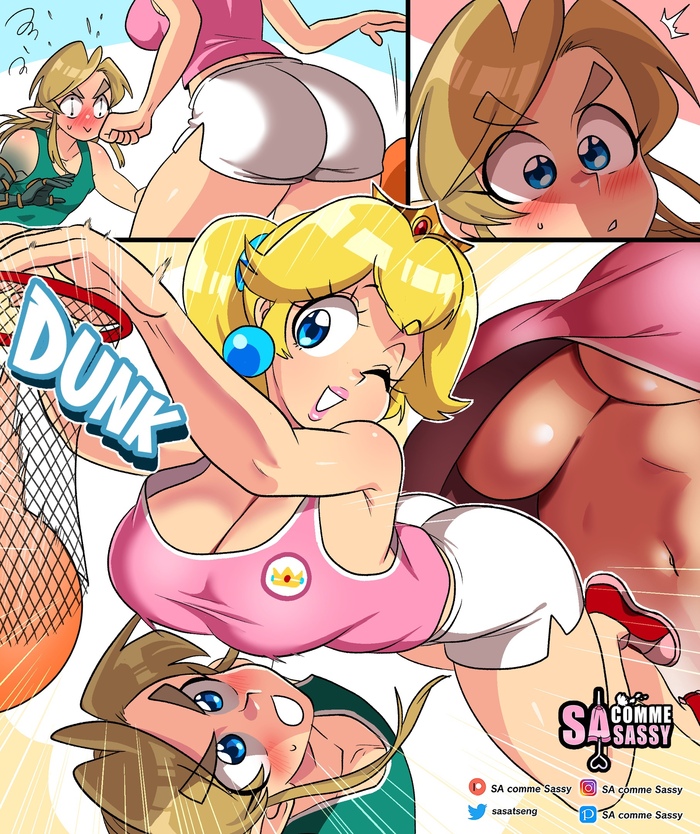 Well, since we're all in such an interesting position early, Linkusya... - NSFW, Link, Princess peach, The legend of zelda, Super mario bros, Games, Boobs, Booty, Game art, Art, Crossover, Longpost