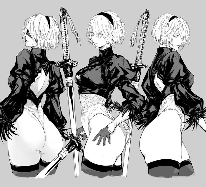 Yorha 2B - NSFW, Anime art, Anime, Game art, NIER Automata, Yorha unit No 2 type B, Twitter (link)