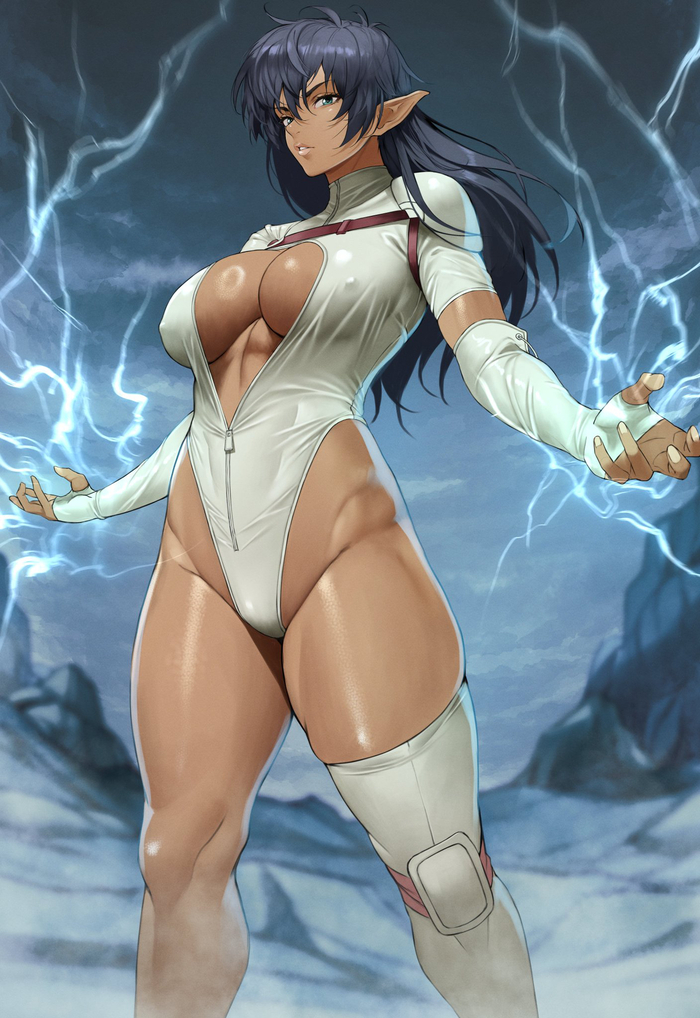 Arshes - NSFW, Yoshino (55level), Art, Anime, Anime art, Hand-drawn erotica, Erotic, Bastard!!, Elves, Strong girl, Longpost