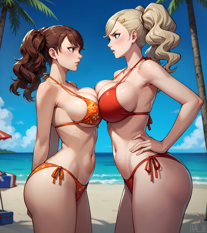 Противостояние идолов - NSFW, Anime Art, Аниме, Игры, Persona 5, Persona 4, Ann Takamaki, Арты нейросетей