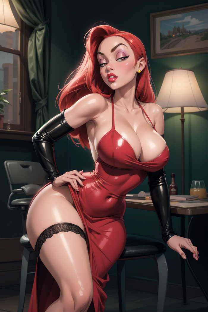 Jessica Rabbit - NSFW, My, Erotic, Boobs, Booty, Stable diffusion, Neural network art, Anime art, Нейронные сети, Jessica Rabbit, Art, Who Framed Roger Rabbit, Longpost