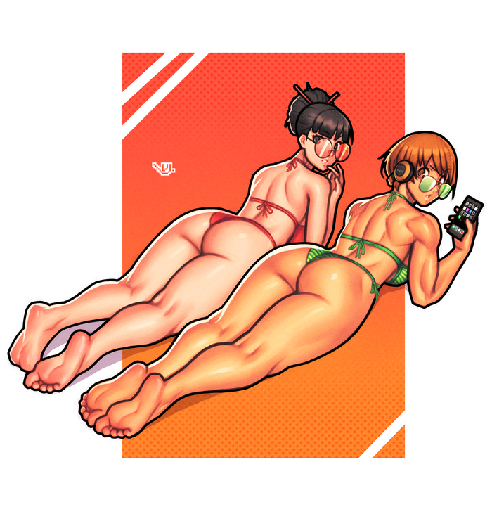 Chiye and Yukiko - NSFW, Anime art, Anime, Games, Persona 4, Chie Satonaka