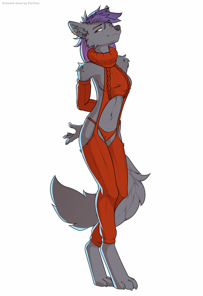 Red outfit - NSFW, Furry, Anthro, Art, Furry edge, Furry wolf, Pintino