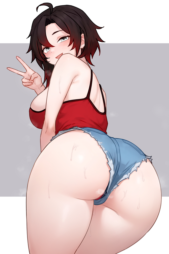 Noble walnut - NSFW, Art, Anime, Anime art, RWBY, Ruby rose, Bluefield, Booty, Hips, Extra thicc, Back view, Games, Hand-drawn erotica, Erotic, Longpost