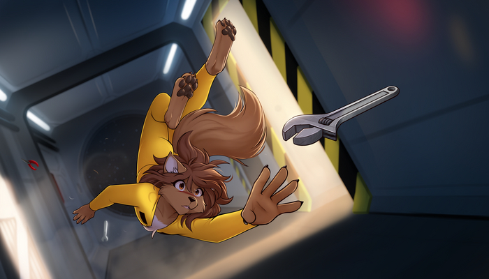 Florence in zero gravity - NSFW, Furry, Anthro, Art, Furry edge, Furry wolf, Twokinds, Tom Fischbach