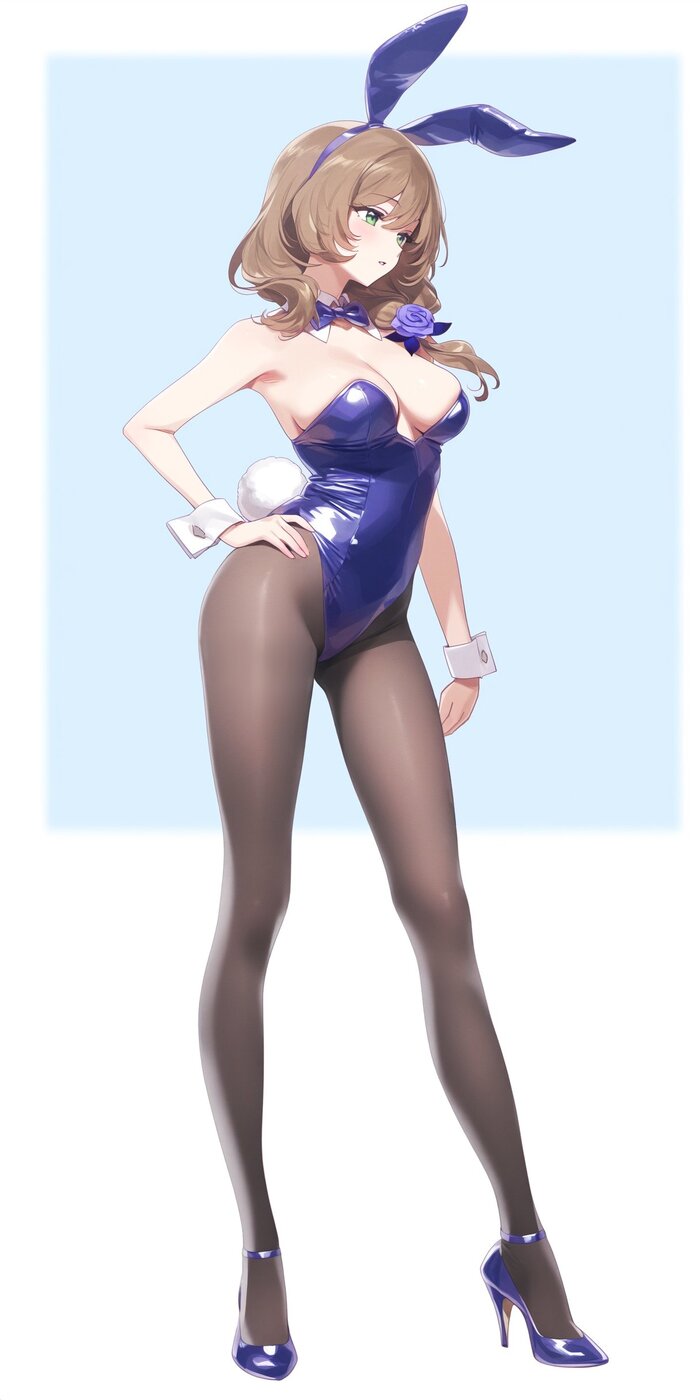 Lisa - NSFW, Anime, Anime art, Boobs, Bunnysuit, Bunny ears, Bunny tail, Tights, High heels, Genshin impact, Lisa (Genshin Impact), Twitter (link)