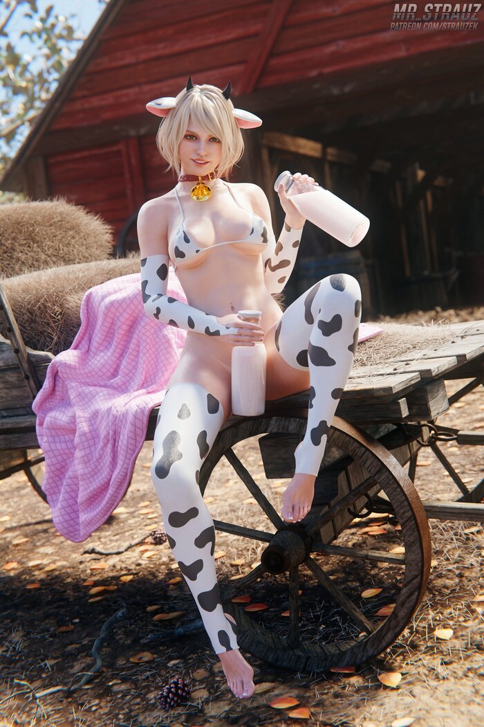 When the Labor of Rescuing the President's Daughter Was Worth It - NSFW, Girls, Games, Game art, Resident evil, Cowsuit, Ashley