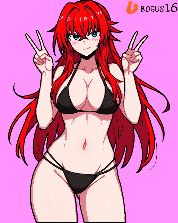 Rias Gremory[High School DxD] - NSFW, My, Erotic, Boobs, Booty, Anime, Girls, Anime art, Art, Rias Gremory, High School DXD, Bikini, Hand-drawn erotica