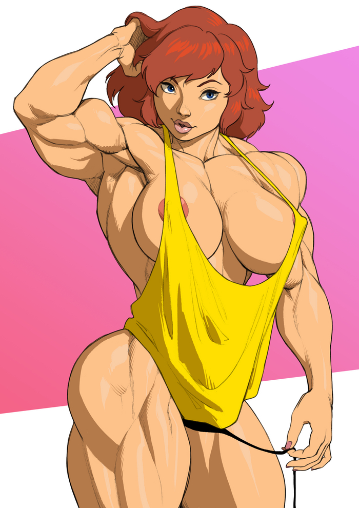 April O'Neil - NSFW, Pokkuti, Muscleart, Крепкая девушка, Сну-Сну, Эйприл О’Нил, Черепашки-Ниндзя, Бодибилдинг, Бодибилдеры, Правило 34, Длиннопост