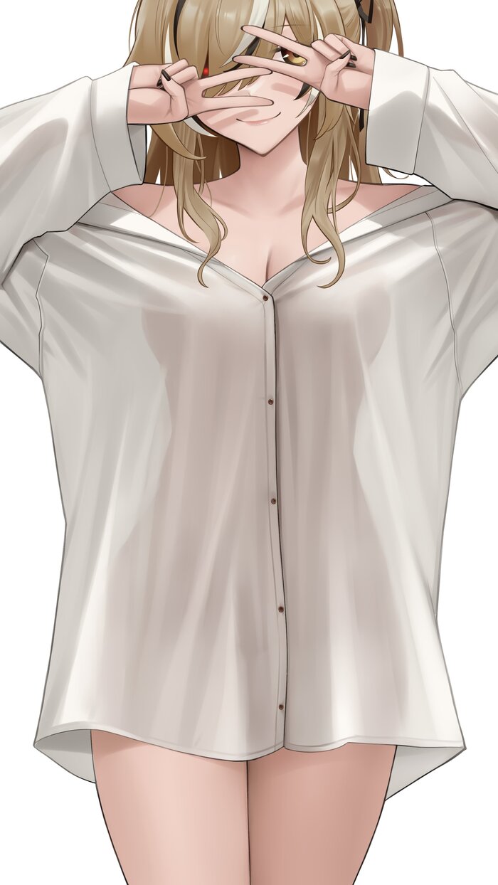 girl in a shirt - NSFW, Anime art, Anime, Girls, Hand-drawn erotica, Original character, Twitter (link), Hololive, Virtual youtuber