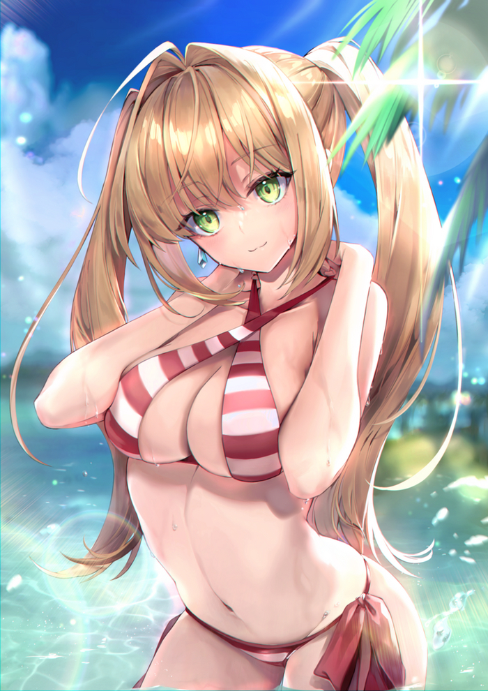 Glutton Saber - NSFW, Anime art, Art, Anime, Fate, Saber, Swimsuit, Nero claudius