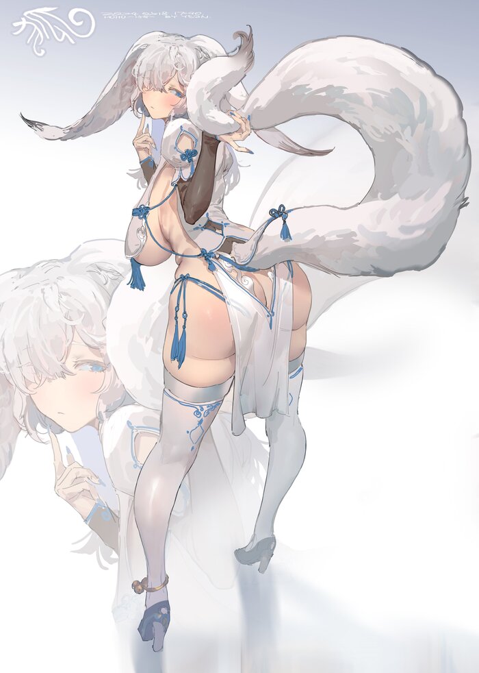 Tail and Ears - NSFW, Art, Anime, Anime art, Hand-drawn erotica, Erotic, Animal ears, Tail, Extra thicc