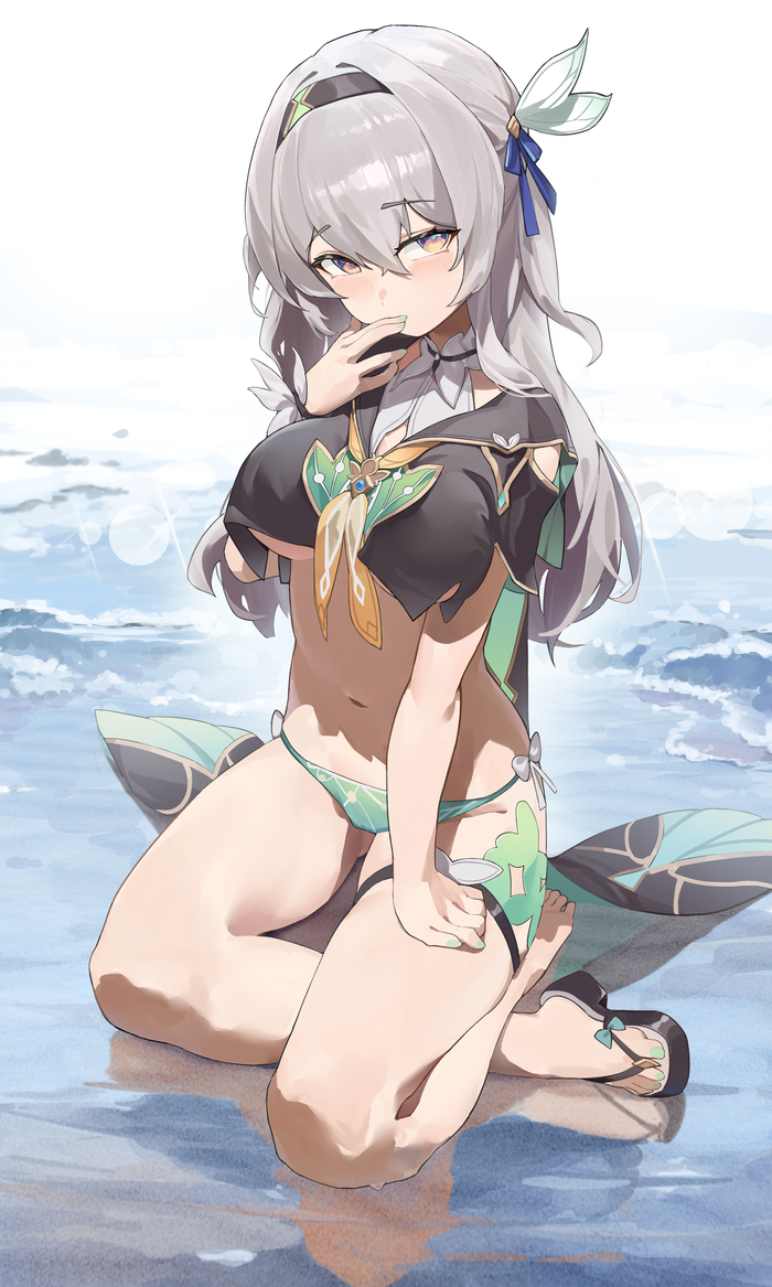 Firefly - NSFW, Anime, Girls, Anime art, Games, Swimsuit, Sea, Firefly (Honkai: Star Rail), Honkai: Star Rail