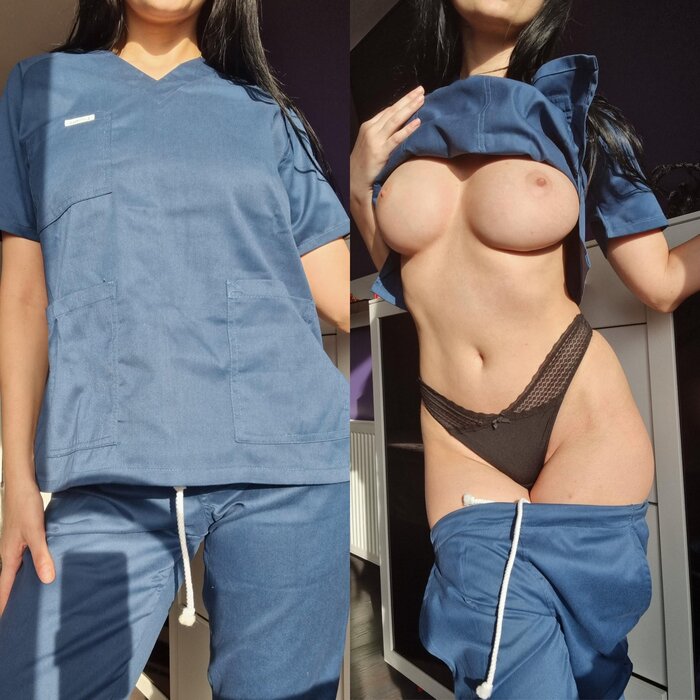 The case when the nurse knows how to treat the patient correctly...) - Girls, Erotic, Boobs, No face, Repeat, NSFW