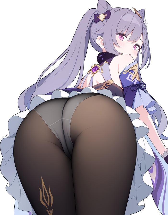 Keqing - NSFW, Anime art, Anime, Genshin impact, Keqing (Genshin Impact), Booty, Tights, Pantsu