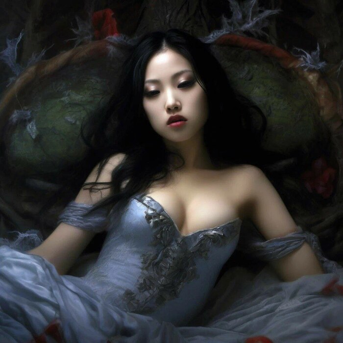 Beautiful vampires - NSFW, My, Vampires, Art, Gothic, Girls, Neural network art, Erotic, Longpost