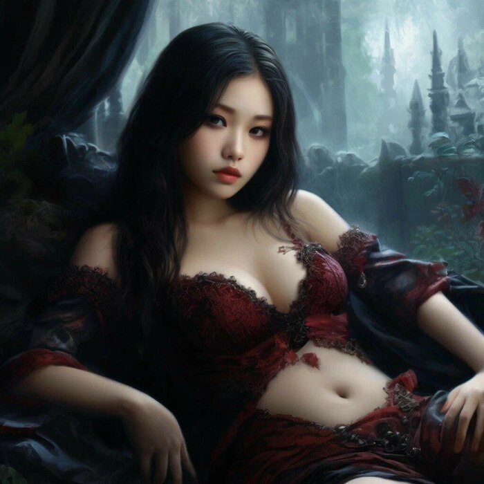 Beautiful vampires - NSFW, My, Vampires, Art, Gothic, Girls, Neural network art, Erotic, Longpost