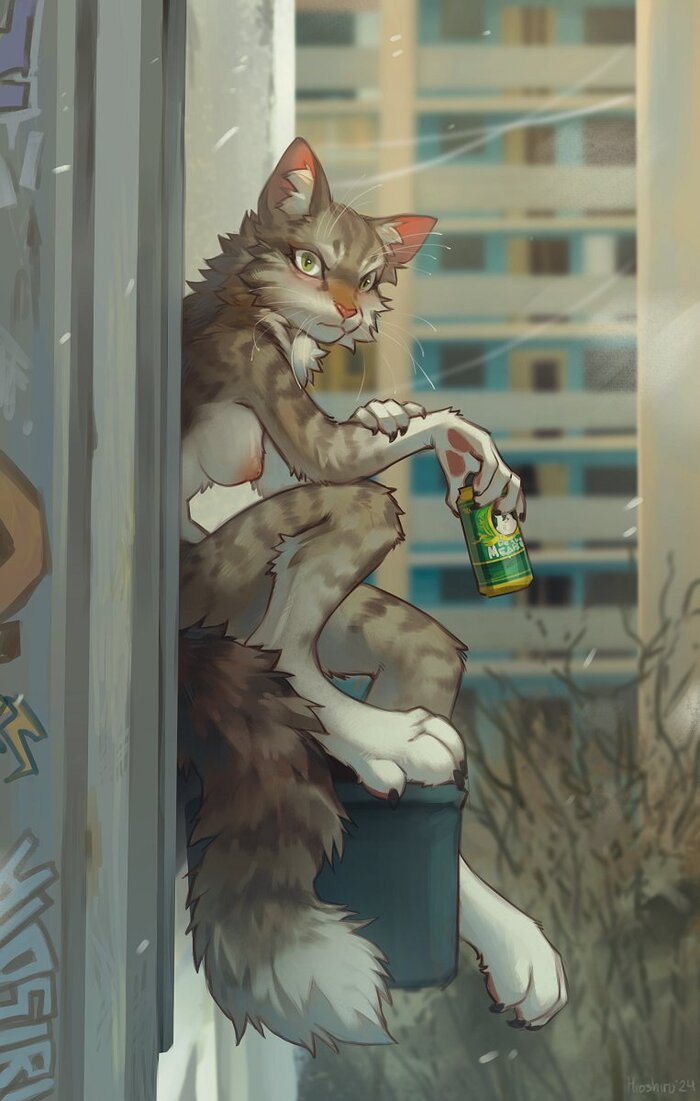 Old times - NSFW, Furry, Anthro, Art, Furotica, Furry cat, Hioshiru