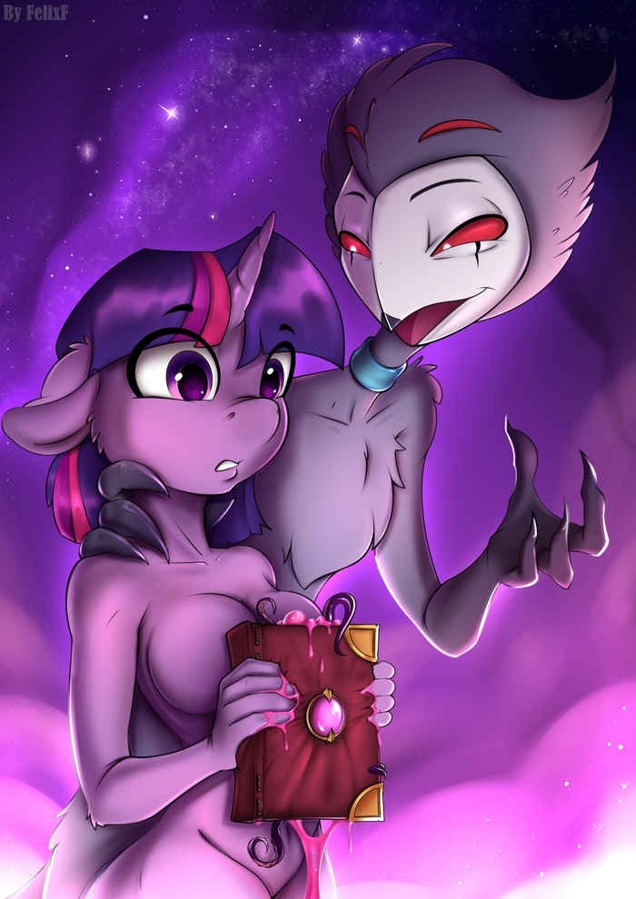 Interesting book - NSFW, My little pony, PonyArt, Twilight sparkle, Stolas, Helluva boss, MLP crossover, MLP Edge, Anthro