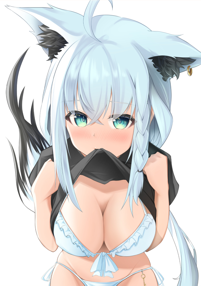 Fubuki - NSFW, Anime Art, Аниме, Hololive, Virtual YouTuber, Shirakami Fubuki, Animal Ears, Купальник, Сиськи, Twitter (ссылка)