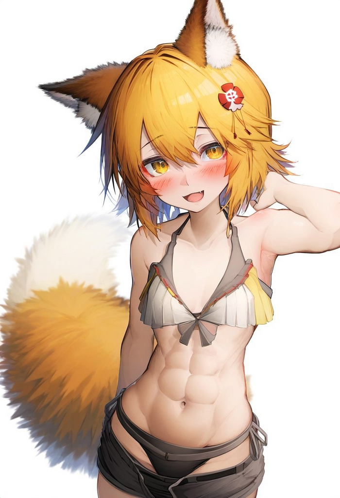 Босс качалки Сенко-сан - NSFW, Аниме, Anime Art, Cat Keyhole Bra, Панцу, Sewayaki Kitsune No Senko-san, Senko-San, Animal Ears, Длиннопост