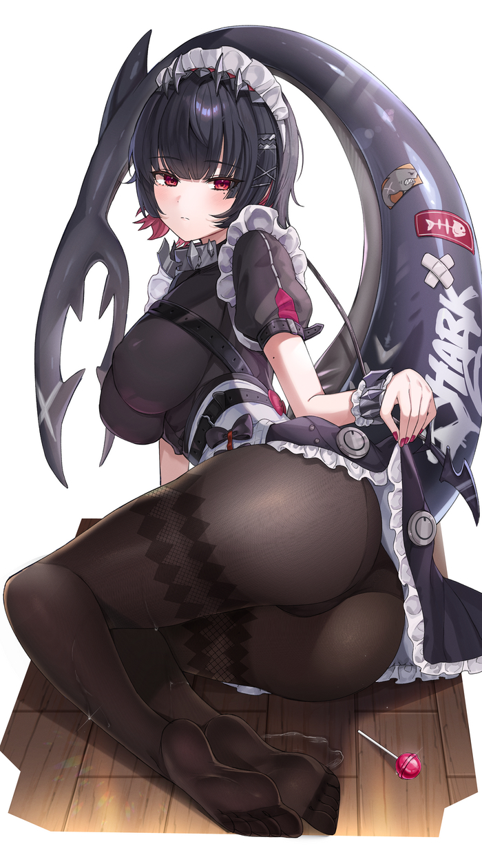 Akulk - NSFW, Anime art, Anime, Zenless Zone Zero, Ellen Joe (zzz), Housemaid, Booty, Pantsu, Tail